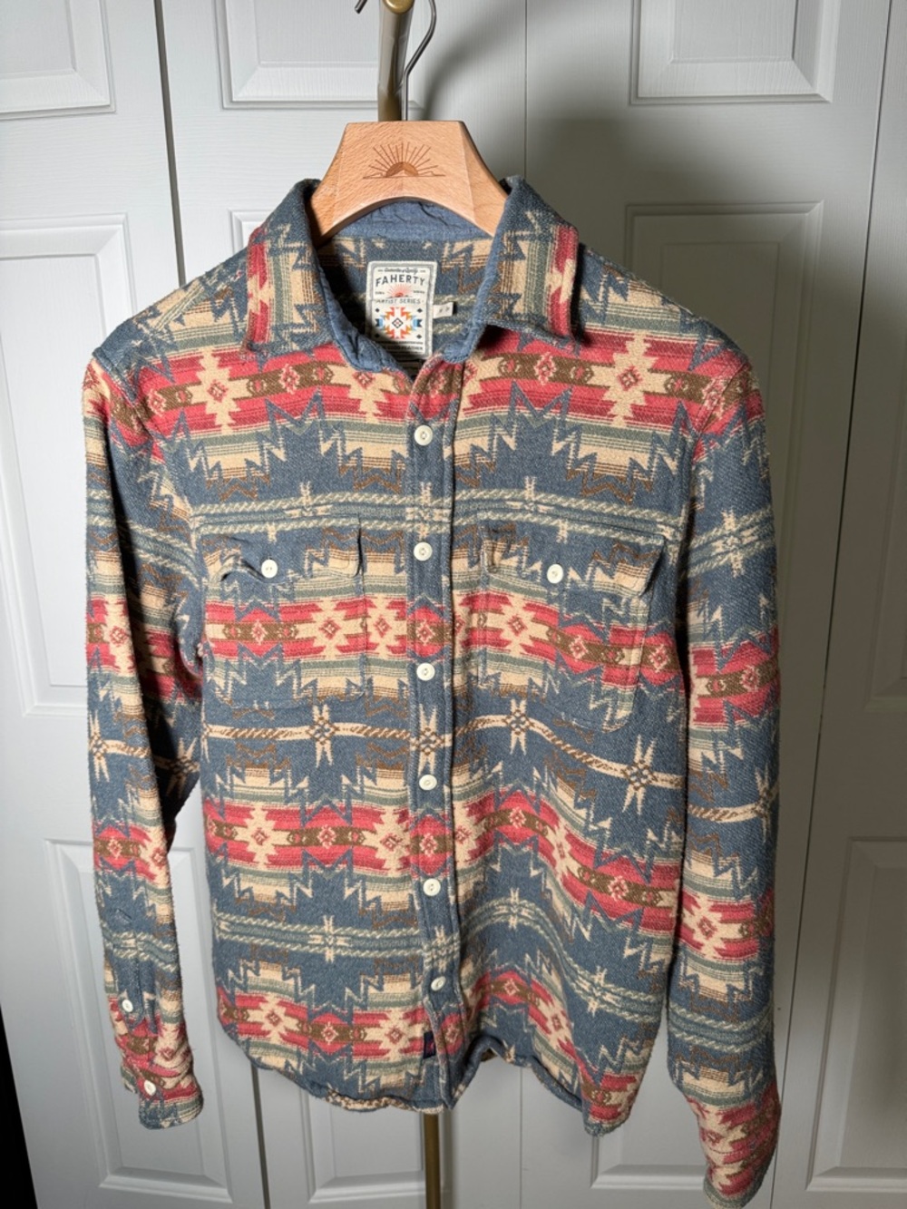 Faherty Geometric Aztec Shirt Jacket - Doug Good Feather collab.